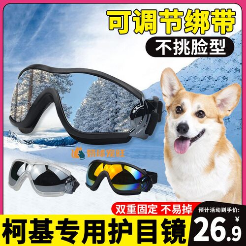 柯基专用狗狗护目镜宠物配饰小狗墨镜防风眼镜带小型犬太阳镜骑行