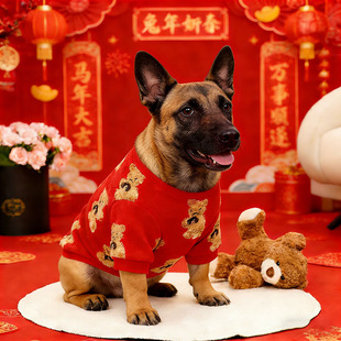 狗狗新年衣服大型犬过年喜庆棉衣春节加厚加绒保暖秋冬天金毛边牧