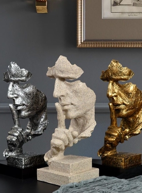 沉默是金客厅酒柜装饰品摆件创意家居办公室装饰美式工艺品小摆设