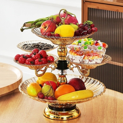 2025新款高档轻奢水晶可旋转多层果盘家用客厅水果零食干果糖过年