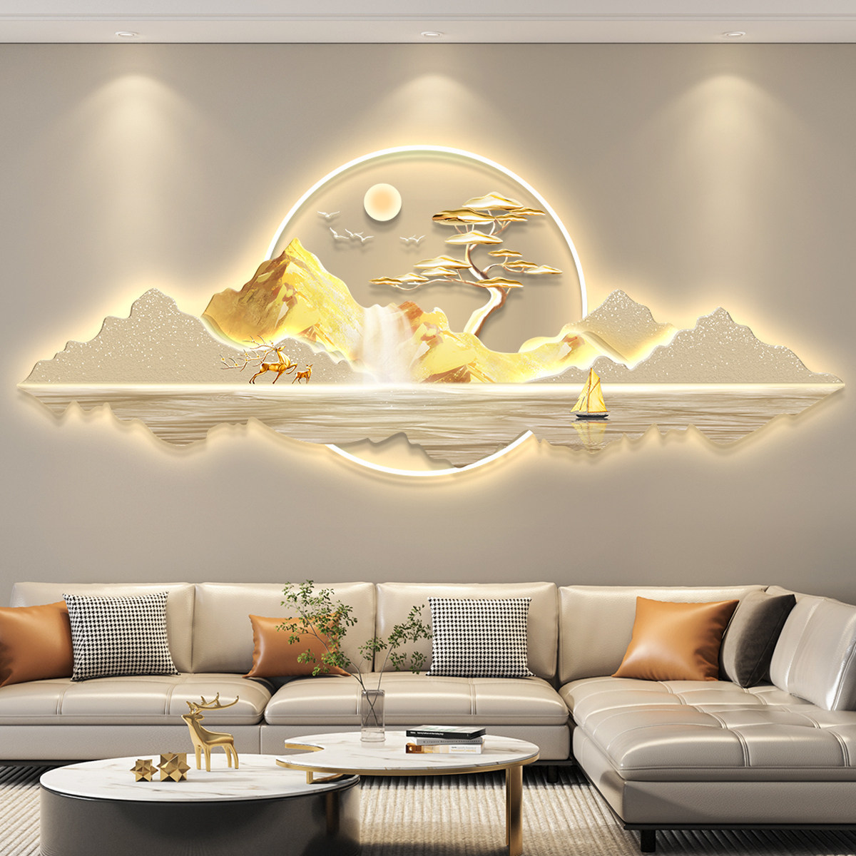 轻奢led带灯客厅装饰画 画沙发背景墙挂画 画壁画 画简约现代高级