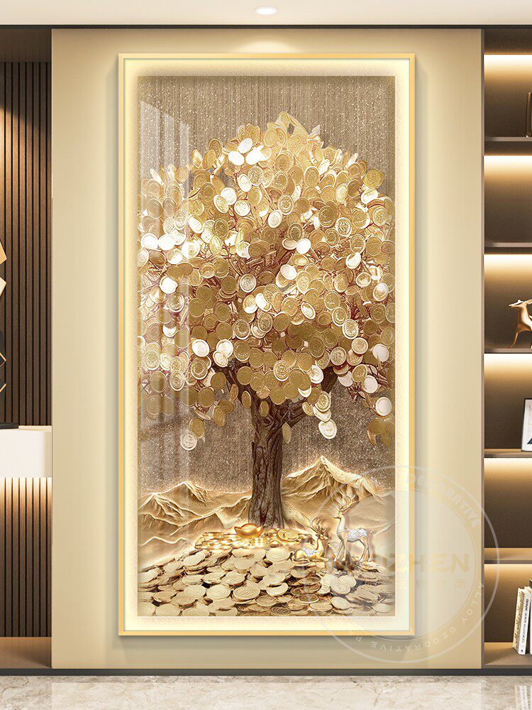 轻奢led带灯入户进门玄关装饰画走廊过道挂画壁画简约现代高级感