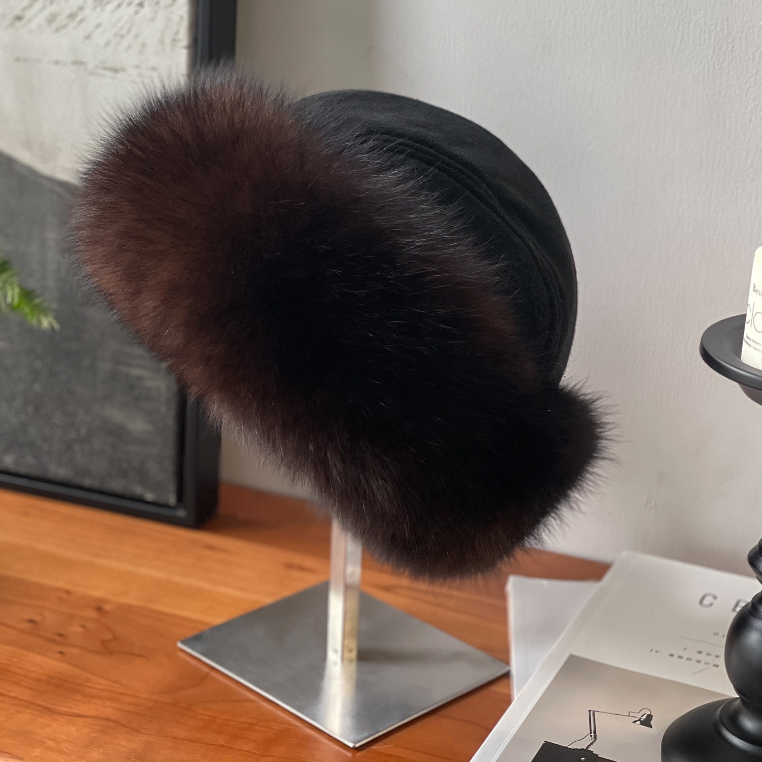 冬季复古风狐狸毛皮草帽子