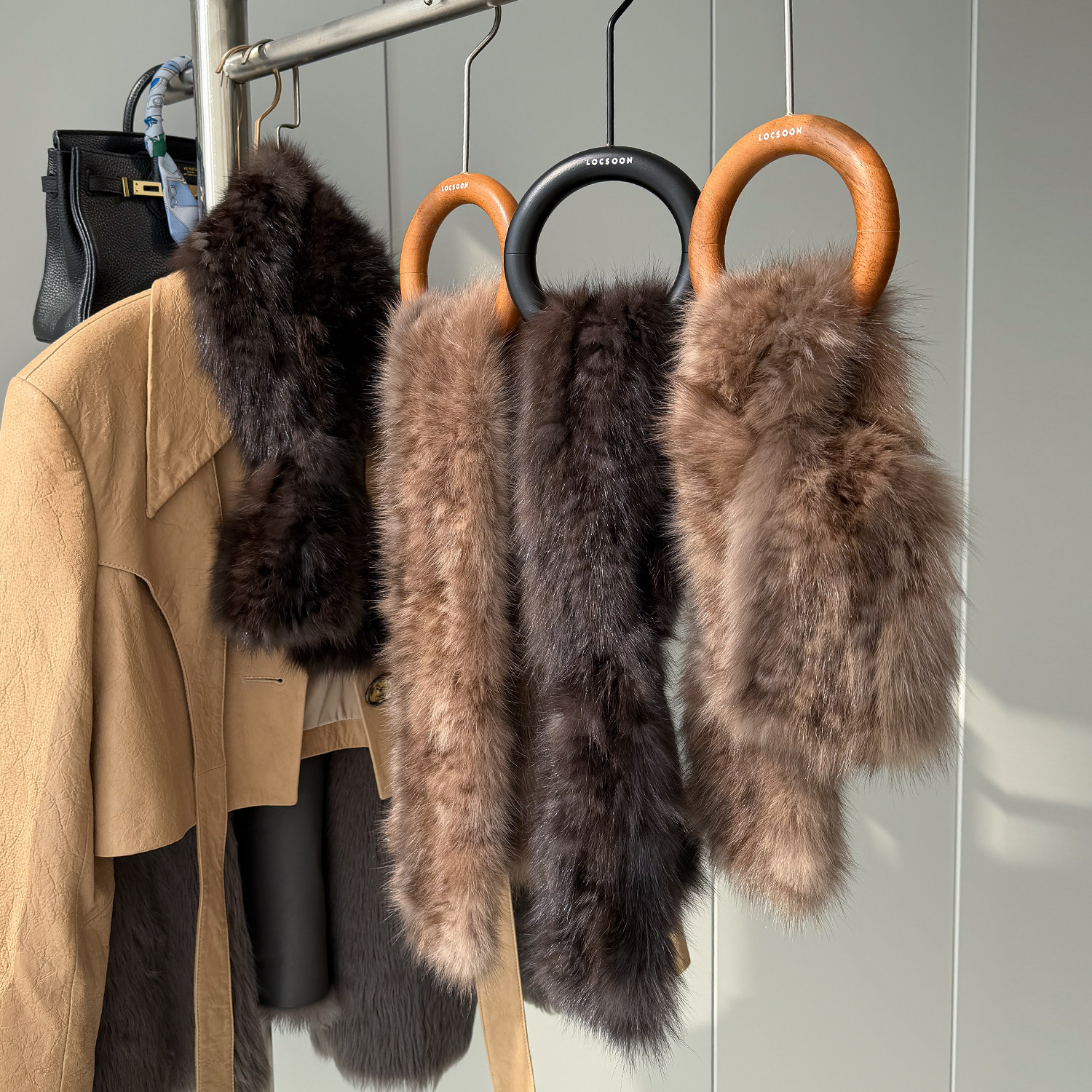 中古风紫貂毛编织皮草围巾女冬季保暖百搭貂毛围脖高级感真毛领子