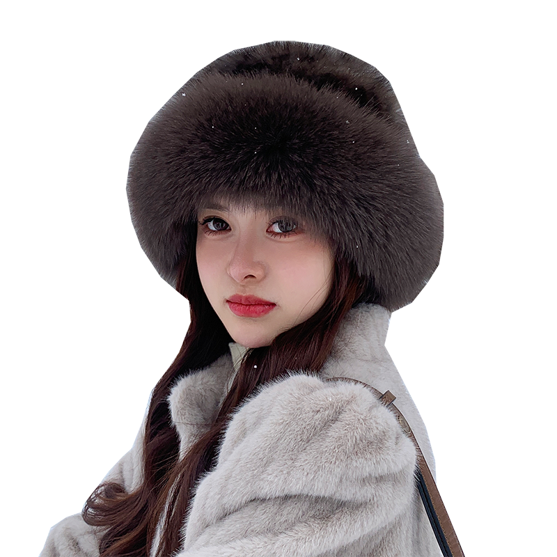 冬季保暖紫貂帽子女狐狸毛帽优雅皮草公主帽真毛礼帽水貂护耳帽