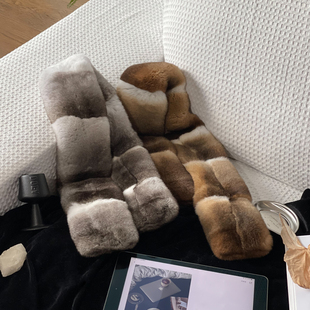 青紫兰兔毛匠心双面獭兔毛围巾龙猫围巾秋冬保暖皮草围脖女韩版