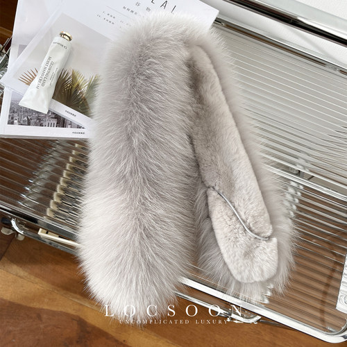 獭兔里双面毛女狐狸毛皮草围巾