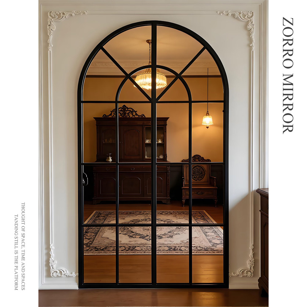 美式复古铁艺壁挂装饰镜玄关挂墙壁炉镜假窗户落地全身镜穿衣镜子,住宅家具,装饰镜,淘宝优惠券,粉丝福利购,淘宝优惠卷