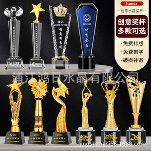 水晶奖杯儿童比赛奖杯创意年会优秀员工颁奖活动比赛金属树脂奖杯