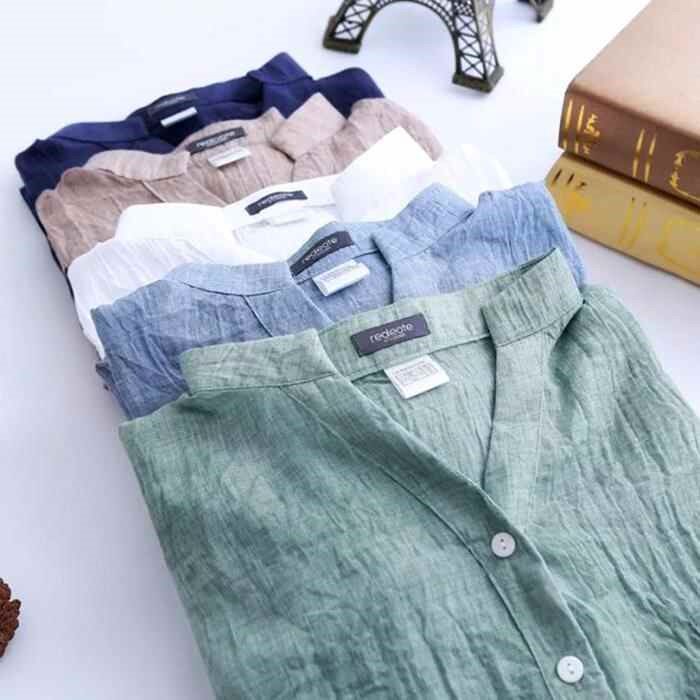 新新款夏季亚麻衬衫中长款简约宽松棉麻衬衫女七分袖纯色薄款防晒|ruв категории Женская одежда, рубашка - от Buy2taobao.com для оказания профессиональной услуги покупки агента Taobao