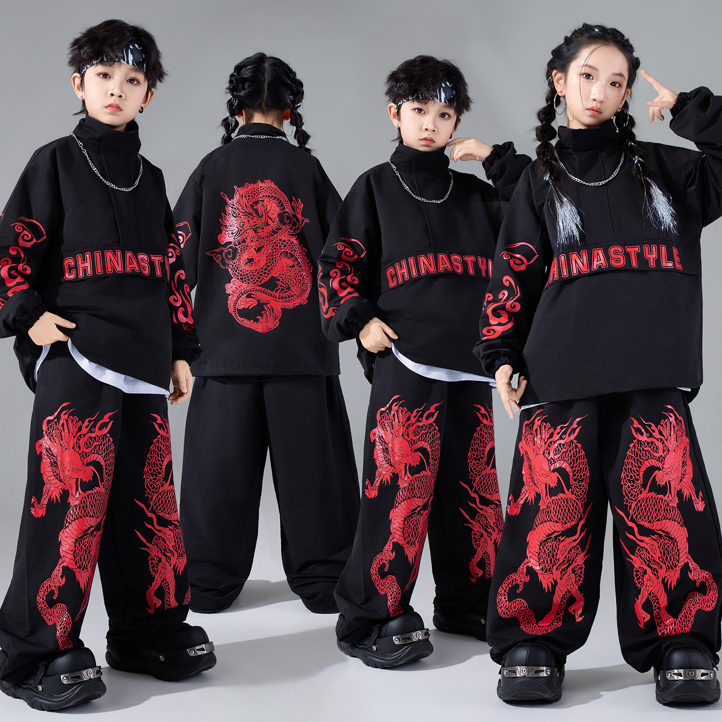 元旦儿童中国风演出服国潮表演服