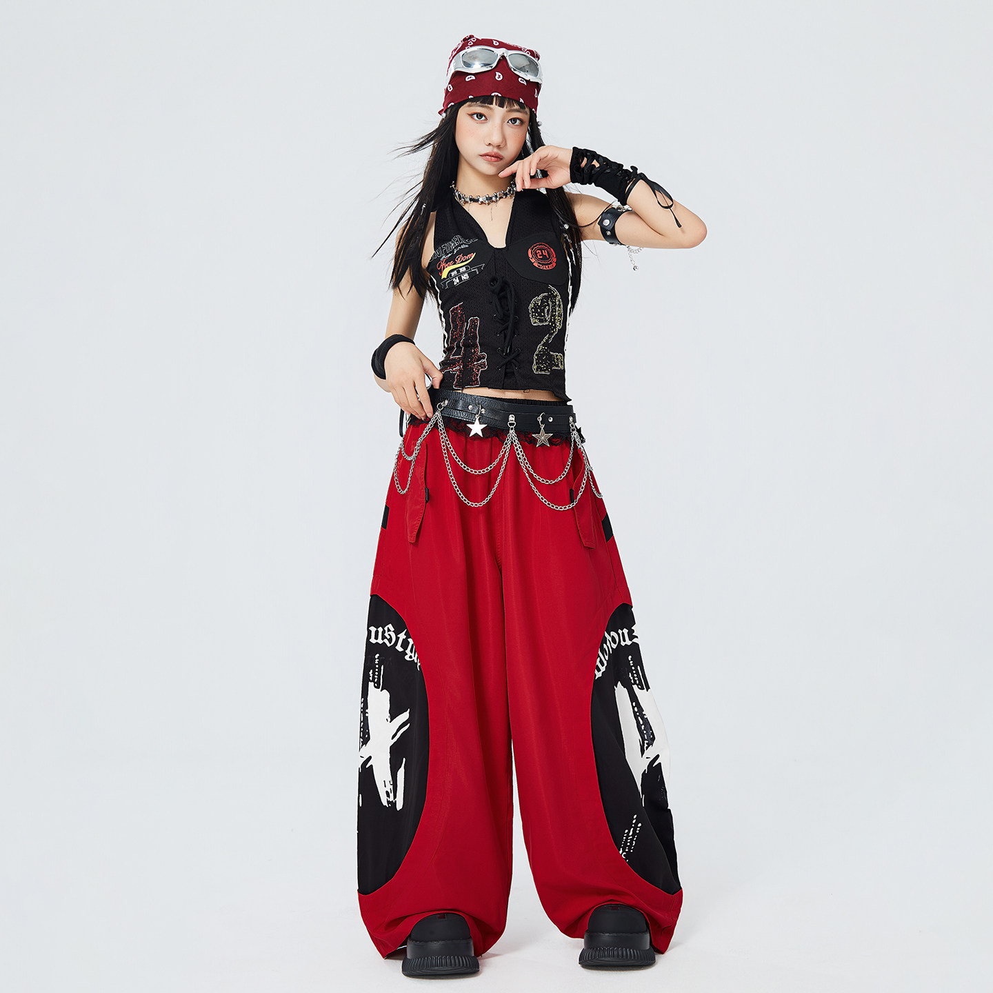 爵士舞服装女童少儿露脐女团演出服街舞儿童潮服潮酷女孩jizz衣服图片