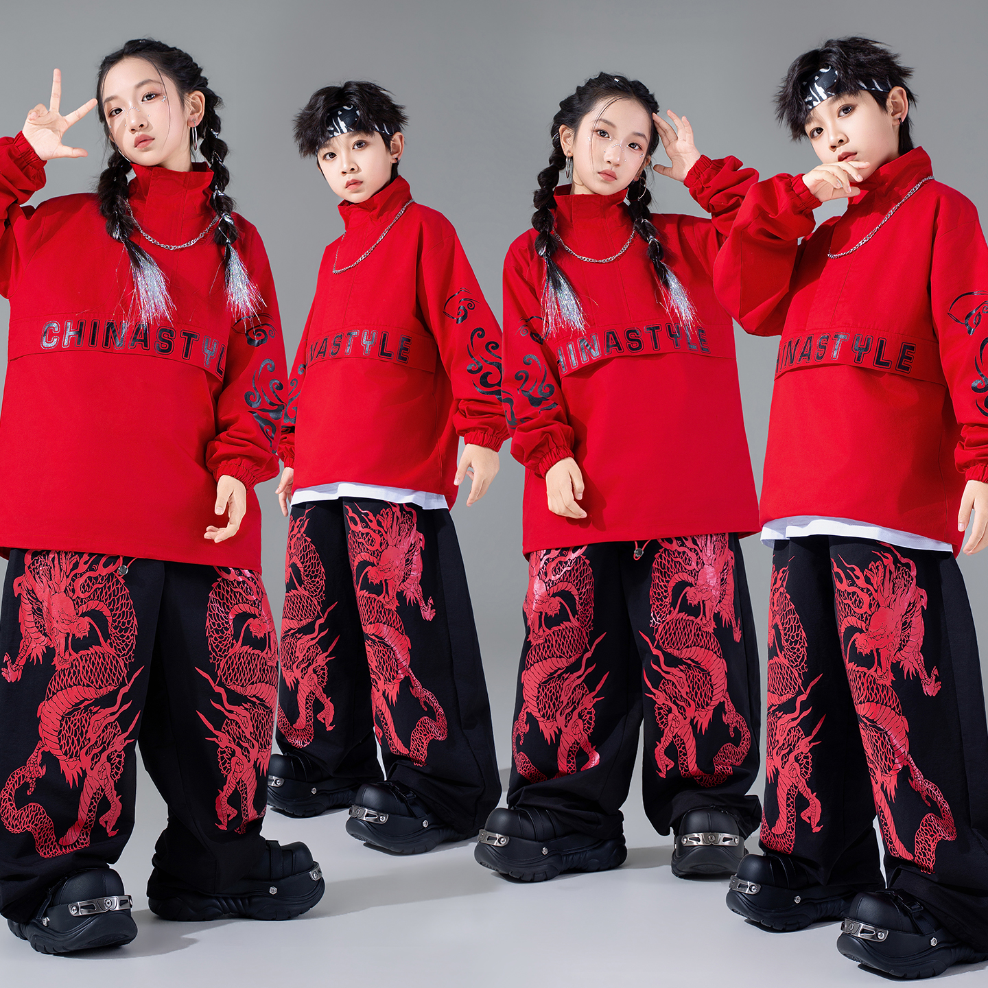 元旦儿童中国风演出服喜庆表演服