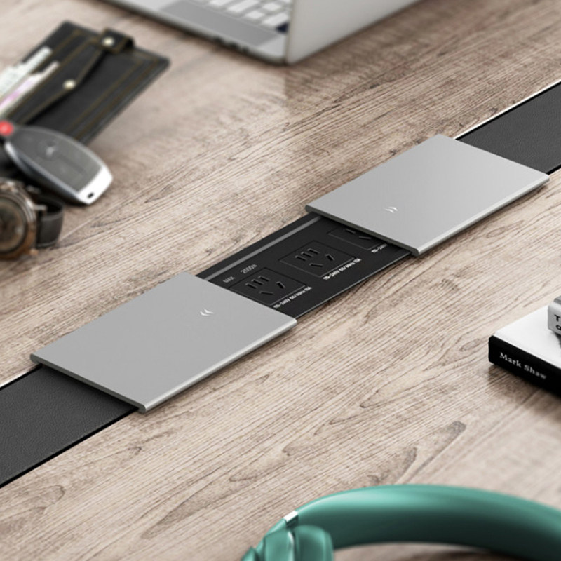 桌板嵌入式五孔插座 侧滑式插座面板 USB排插 可定制USB充电插座