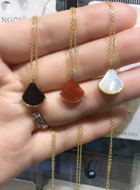 扇形电镀18k金白色小裙子项链