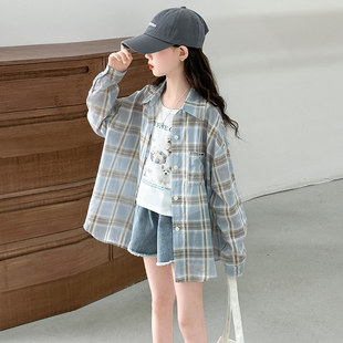 格子儿童大童夏季2026衣防晒外套薄款衬衫防晒透气新款女孩服女童