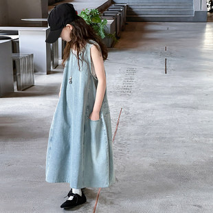 韩系儿童2026裙子连衣裙女大童女童牛仔无袖夏装搭背心夏季新款穿