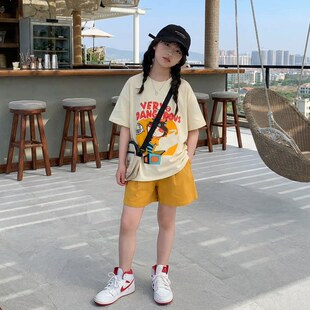 儿童中大短裤时髦两件套女童洋气短袖小女孩套装新款2026夏装夏季