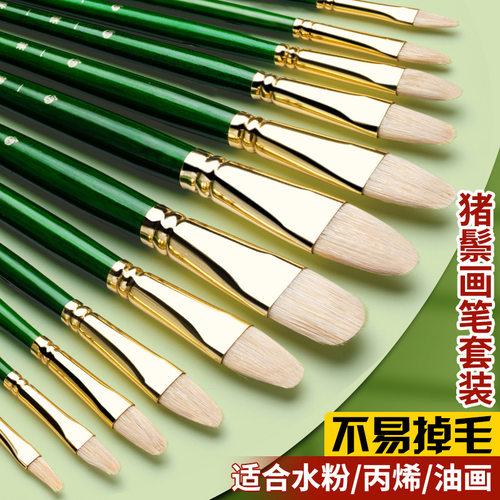 猪鬃毛扇形画笔套装｜水彩丙烯
