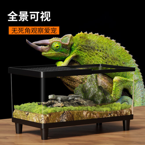 爬宠饲养箱蜥蜴假山守宫饲养盒亚克力寄居蟹蜘蛛蜥蜴透明高清全透