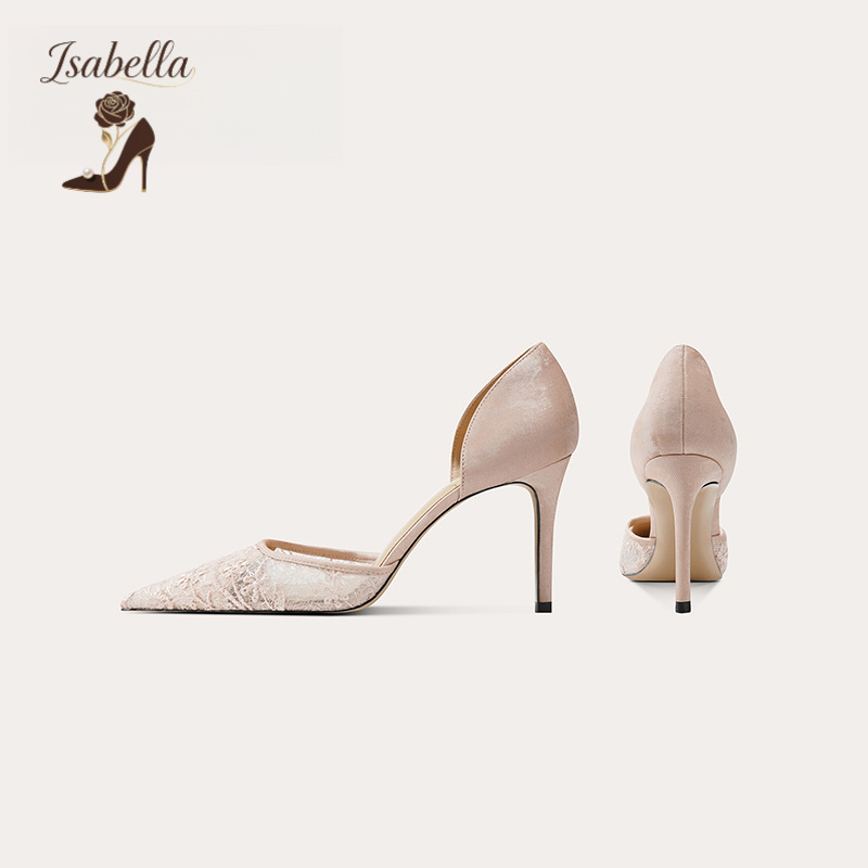 Isabella夏季新款尖头网纱新中式