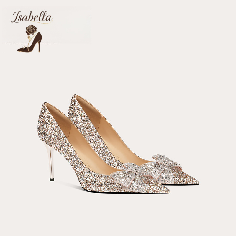 Isabella婚礼主纱新娘高跟鞋羊皮