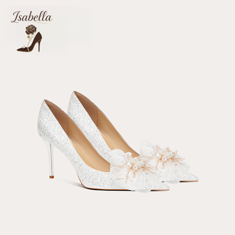 Isabella主纱细跟亮片珍珠蝴蝶新