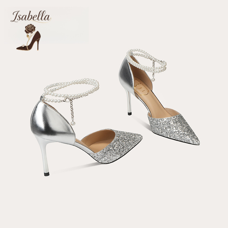 Isabella新娘婚鞋2023新款珍珠链