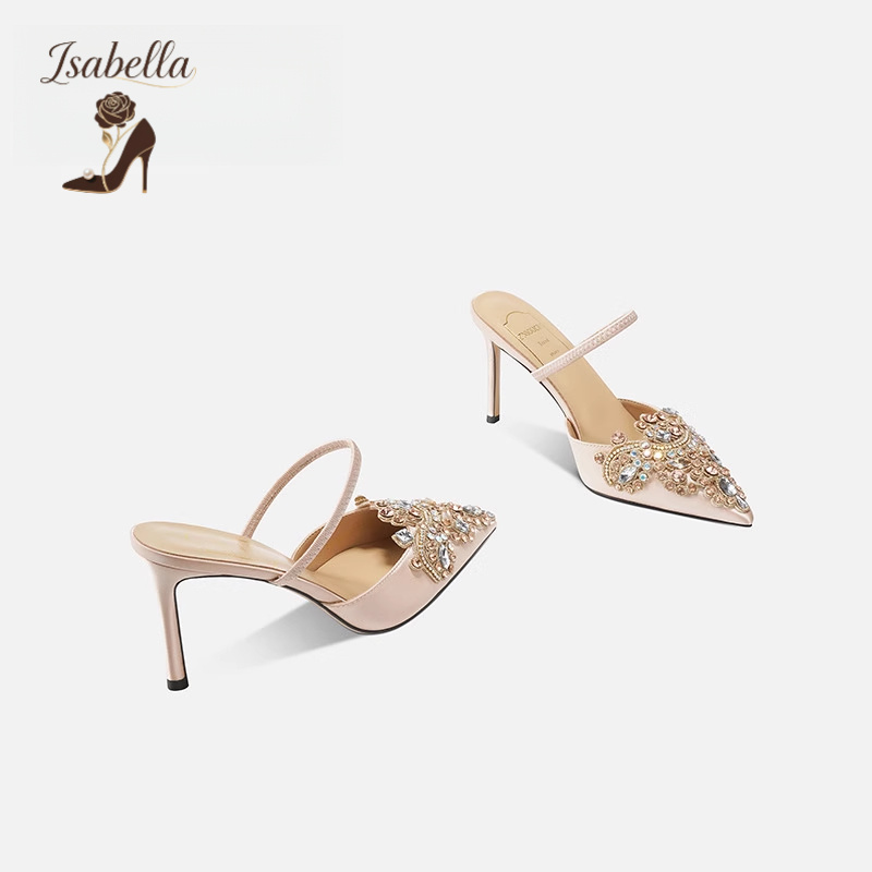 Isabella气质新款绣花钻石高跟鞋