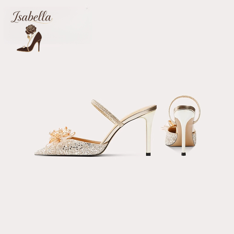 Isabella时尚水钻两穿高跟凉鞋羊