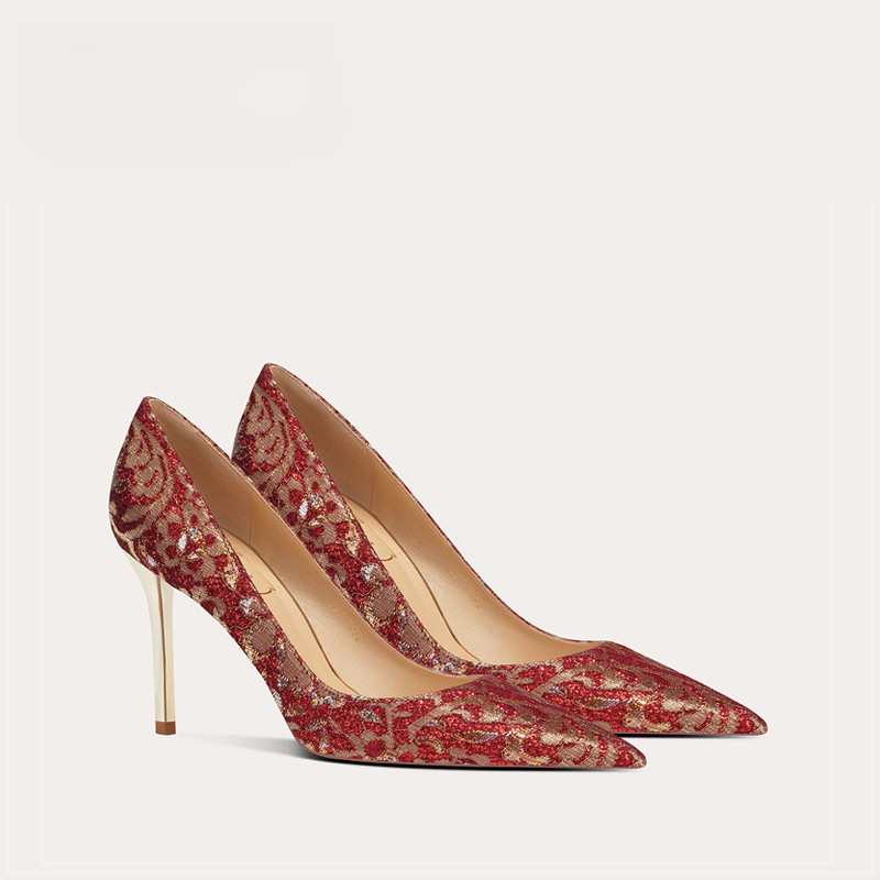 Isabella婚宴鞋新款气质红色秀禾