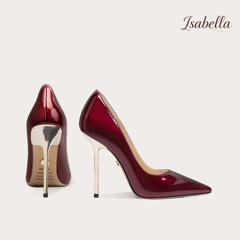 Isabella加宽酒红色高级感尖头单