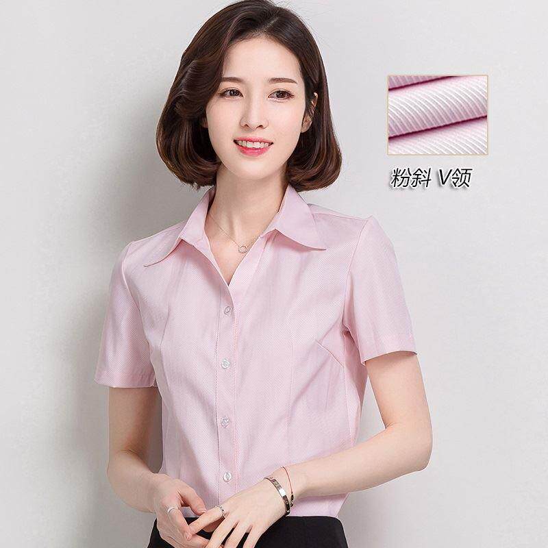 粉色公务员正式律师讲师黑白老师女性职业装女短袖衬衫面试公装上|msdalam kategori Butik wanita / wanita, shirt - dari Buy2taobao.com untuk memberikan perkhidmatan ejen Taobao profesional membeli