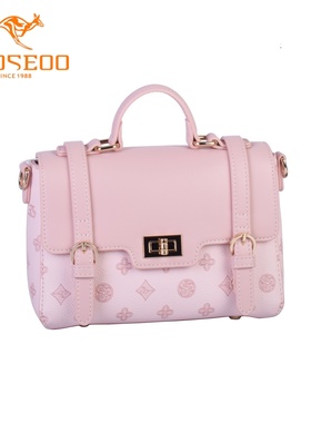 SEOSEOO九州袋鼠女包2025新款商场同款小众印花邮差包斜挎包78711