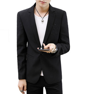 一件男式 男装 外套休闲修身 西装 刺绣2024 创意款 男西服韩版