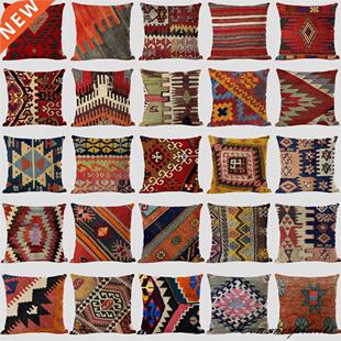 Bohemian Patterns Linen Cushions Case Multicolors Abstract E