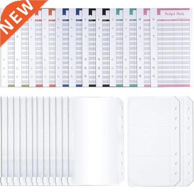 A6 Budget Organizer Binder Cash Envelope,60Pcs Expense Track