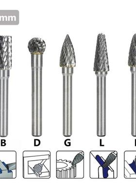 5Pcs 1/4 Inch 6mm Head Cemented Carbide Rotary Point Burr Mi