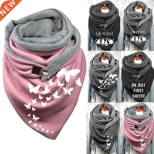 Scarf Women Button Fashion Casual Printing Wrap Warm Letter