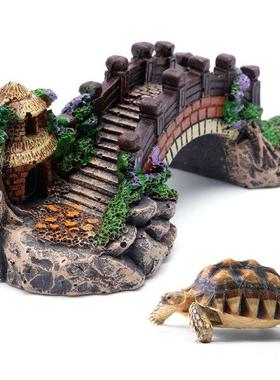 Aquarium Landscaping Turtle Stairs Retro Arch Bridge New