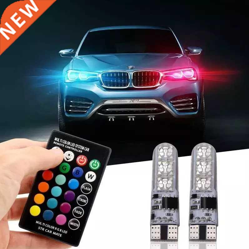 2pcs Car Lights T10 W5w RGB LED Bulb 6SMD COB Canbus 194 168