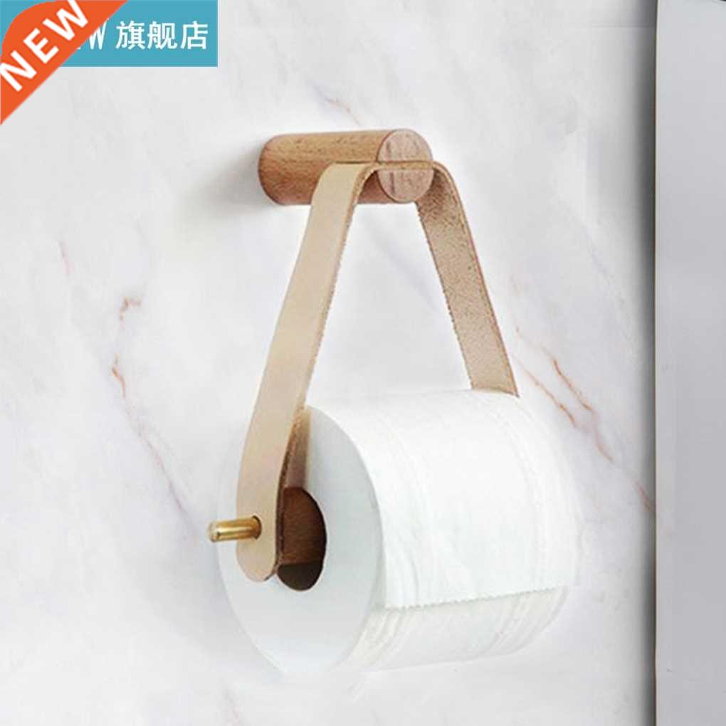 Recableght Wooden Rolled Toilet Paper Holder Wall Mounted Ba