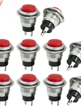 10Pcs Red SPST Type Momentary 12mm Push Button Swtch AC125V
