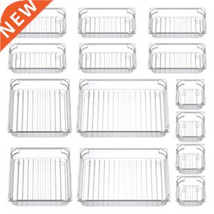 14 Desk Drawer Organiser Trays, Clear Vanity Drawer Dividers