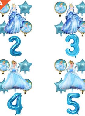 Cinderella Princess 32inch Number Balloon Set Birthday Weed