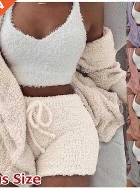 Women Coral Velvet Pajamas Set Spring Autumn Winter Pajamas