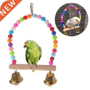 Natural Wooden Birds Perch Parrots Hanging Swing Cage With C