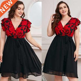 Women Night loose plus size big dresses for Basic Dress red