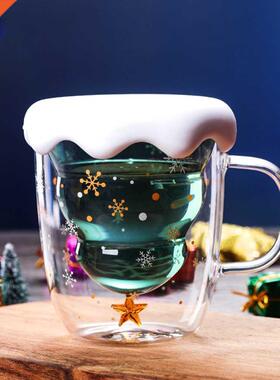 Glass Mug with Snow Lid 10 oz (300 ML) Water Cups