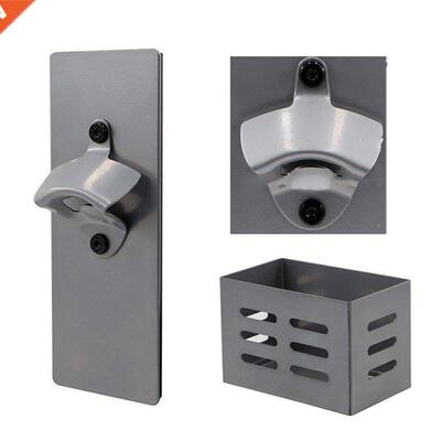 Wall-Mounted Magnetic Beer Bottle Opener with Cap Collector